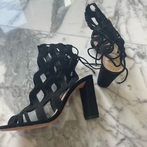 Alexander Birman black suede chunky heel